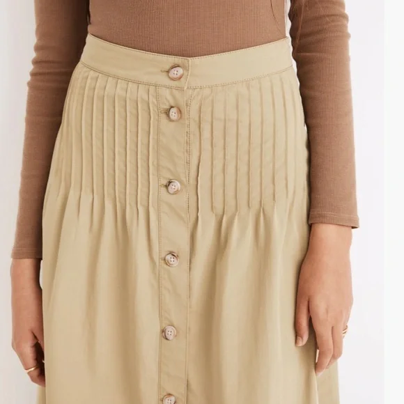 Madewell Muted‎ Olive Button-Front Midi Skirt Sz 10 - Picture 4 of 9